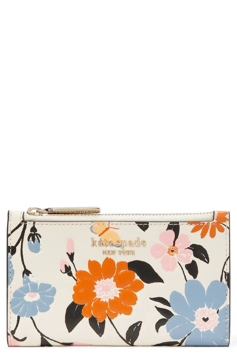 kate spade new york spencer floral garden embossed leather bifold wallet | Nordstrom | Nordstrom