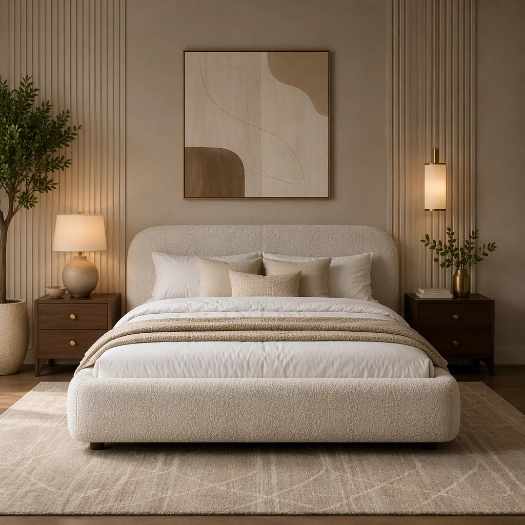 Upholstered Bed Frame with Butterfly Shaped Headboard and Footboard, Platform Bed Frame with Meta... | Wayfair North America