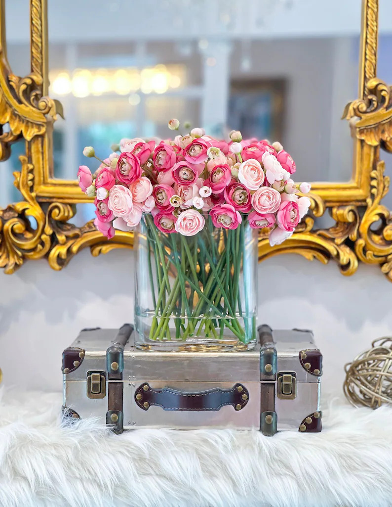 168 Pink  Premium Finest Artificial Ranunculus Arrangement, Pink  Ranunculus Centerpiece, Modern ... | Etsy (Global)