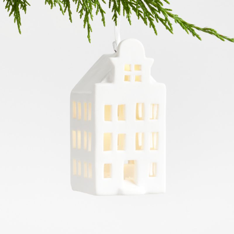 Small White Ceramic Canal House Christmas Tree Ornament + Reviews | Crate & Barrel | Crate & Barrel