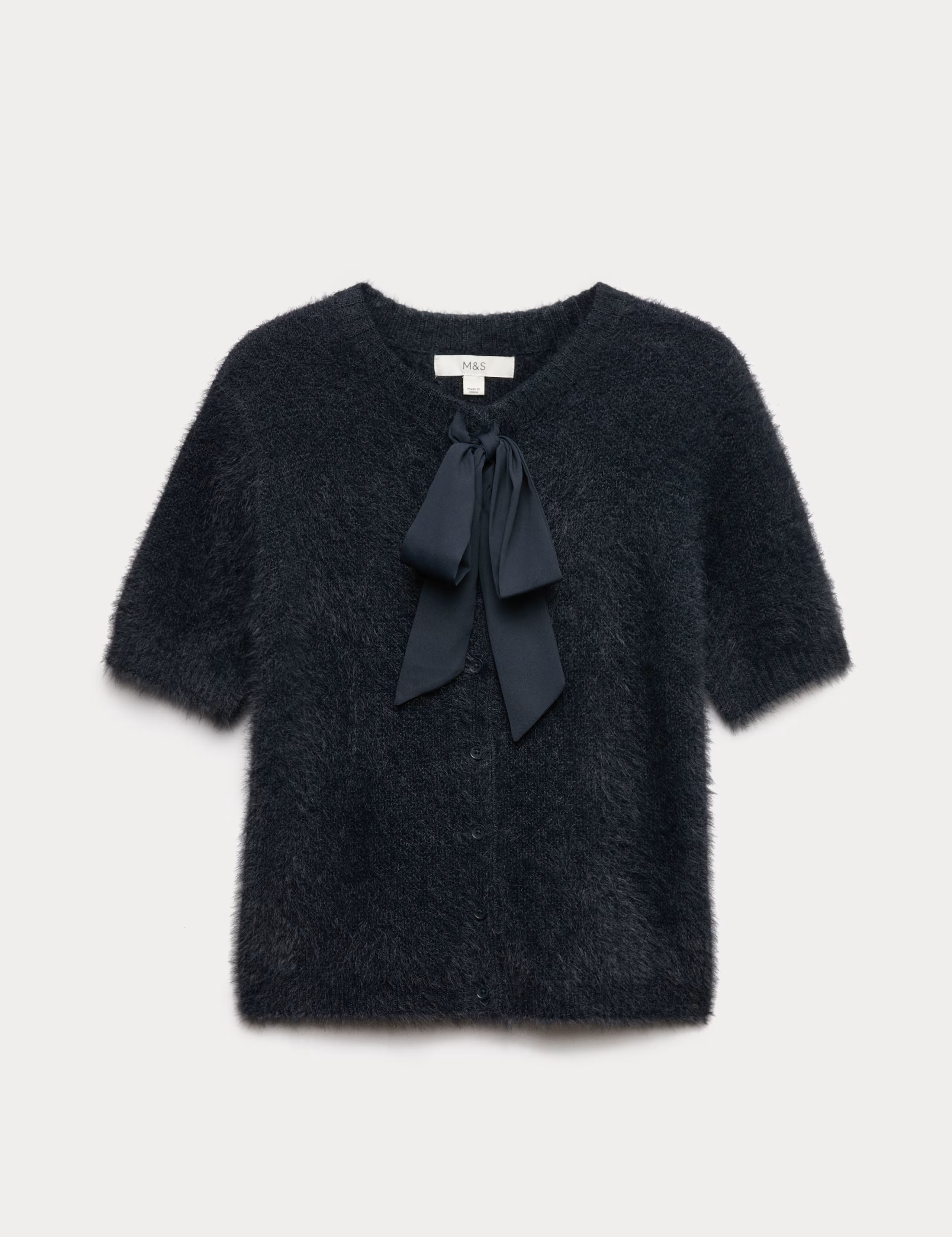 Textured Crew Neck Tie Fastening Cardigan | M&S | M&S | Marks & Spencer (UK)