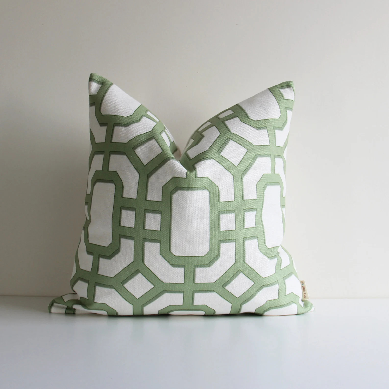 Celery Green/ Ciel Blue Geometric Chinoiserie Throw Pillow Cover -chinoise Exotic Cushion Cover, ... | Etsy (US)