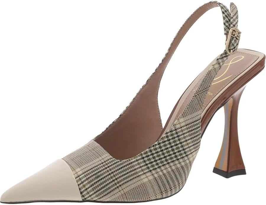 Sam Edelman Odette Oat Multi/Alpine Ivory Pointed Toe Slingback Stiletto Pumps (Oat Multi/Alpine ... | Walmart (US)