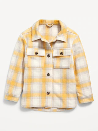 Oversized Soft-Brushed Plaid Tunic Shacket for Girls | Old Navy (US)