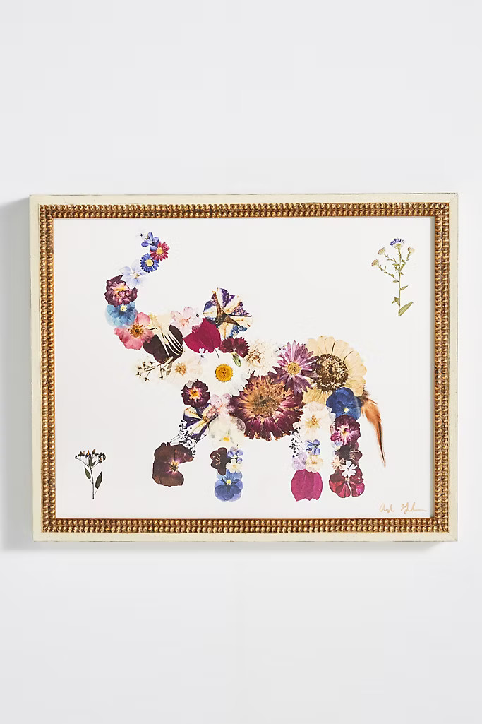 Pressed Flower Elephant Wall Art | Anthropologie (US)