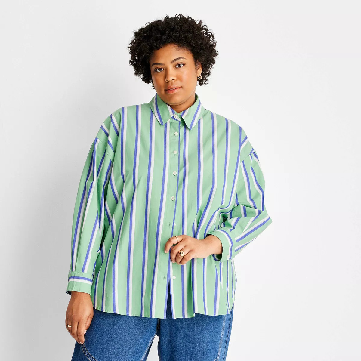Women's Long Sleeve Striped Button-Down Shirt - Future Collective™ with Reese Blutstein | Target