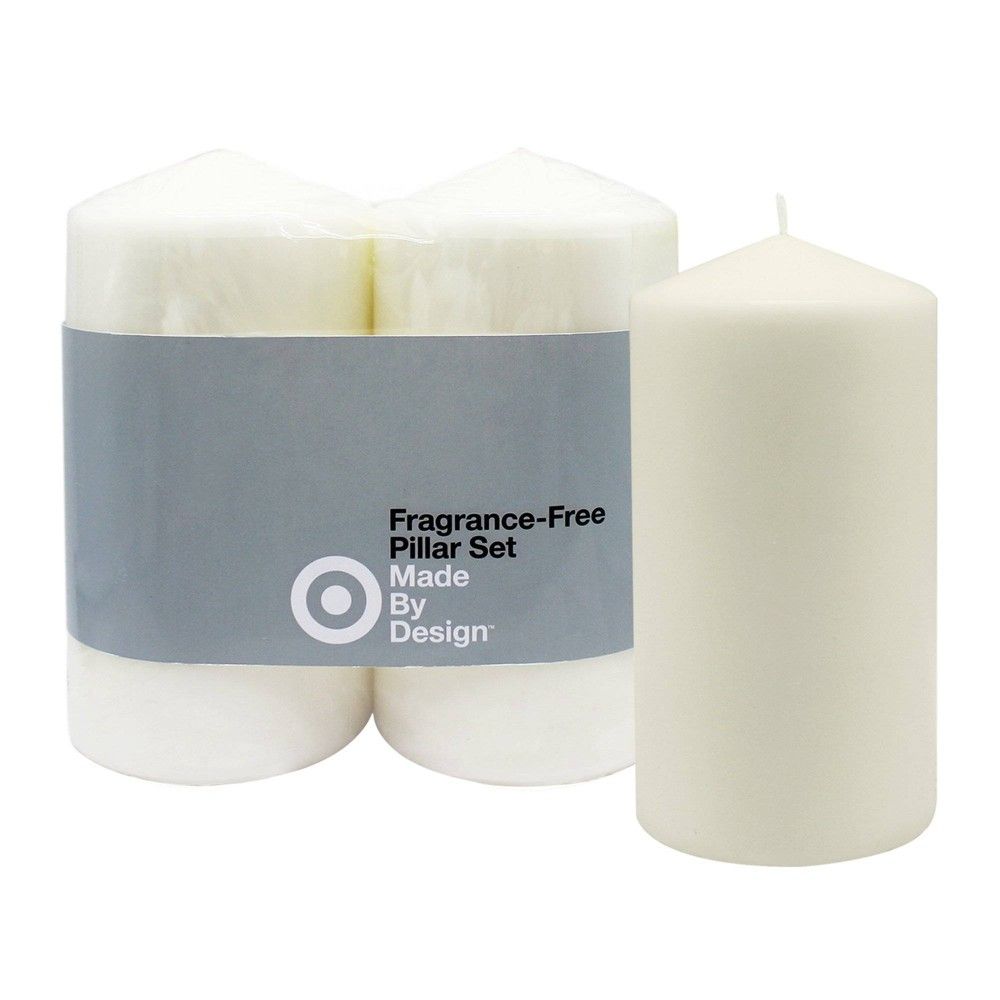 6"" x 3"" 2pk Unscented Pillar Candles Cream - Made By Design | Target