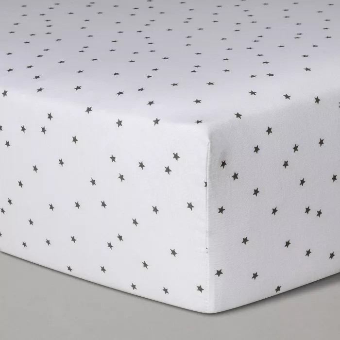 Baby Fitted Sheet - Cloud Island™ White Gray | Target