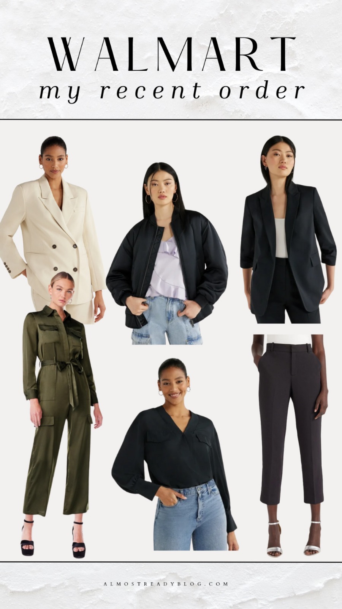 Walmart my recent order, spring outfit, bomber jacket, blazer, jumpsuit 

#LTKfindsunder50 #LTKfindsunder100