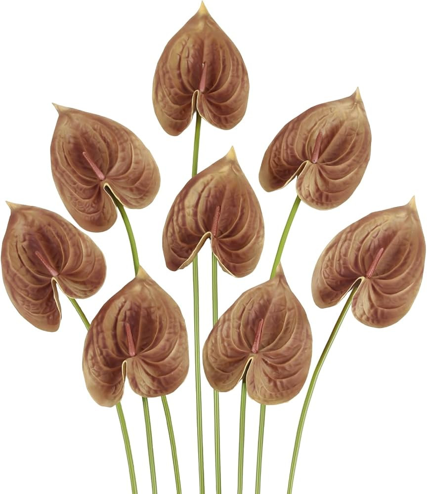 8PCS Artificial Anthurium Flowers 24.8\u2019\u2019 PU Real Touch Tropical Flowers Faux Anthurium ... | Amazon (US)