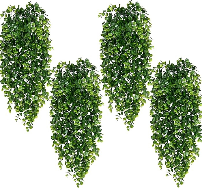 Waipfaru 4Pcs Fake Hanging Plants 2.7ft Fake Plants Eucalyptus Leaves UV Resistant Fake Vines Ivy... | Amazon (US)