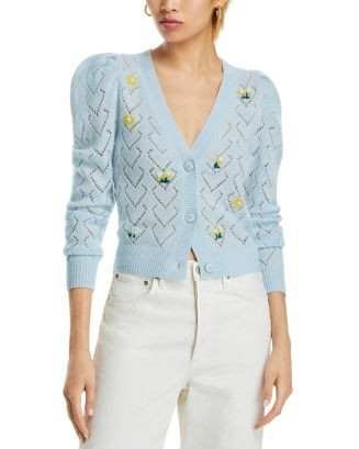 AQUA Embroidered Pointelle Cashmere Cardigan - Exclusive  | Bloomingdale's Women | Bloomingdale's (US)