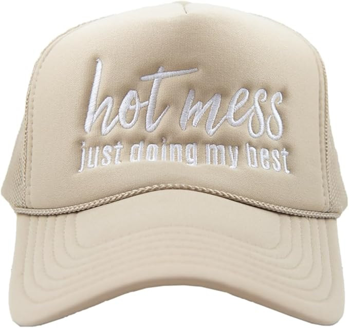 Hot Mess Just Doing My Best Foam Trucker Hat (Khaki) | Amazon (US)