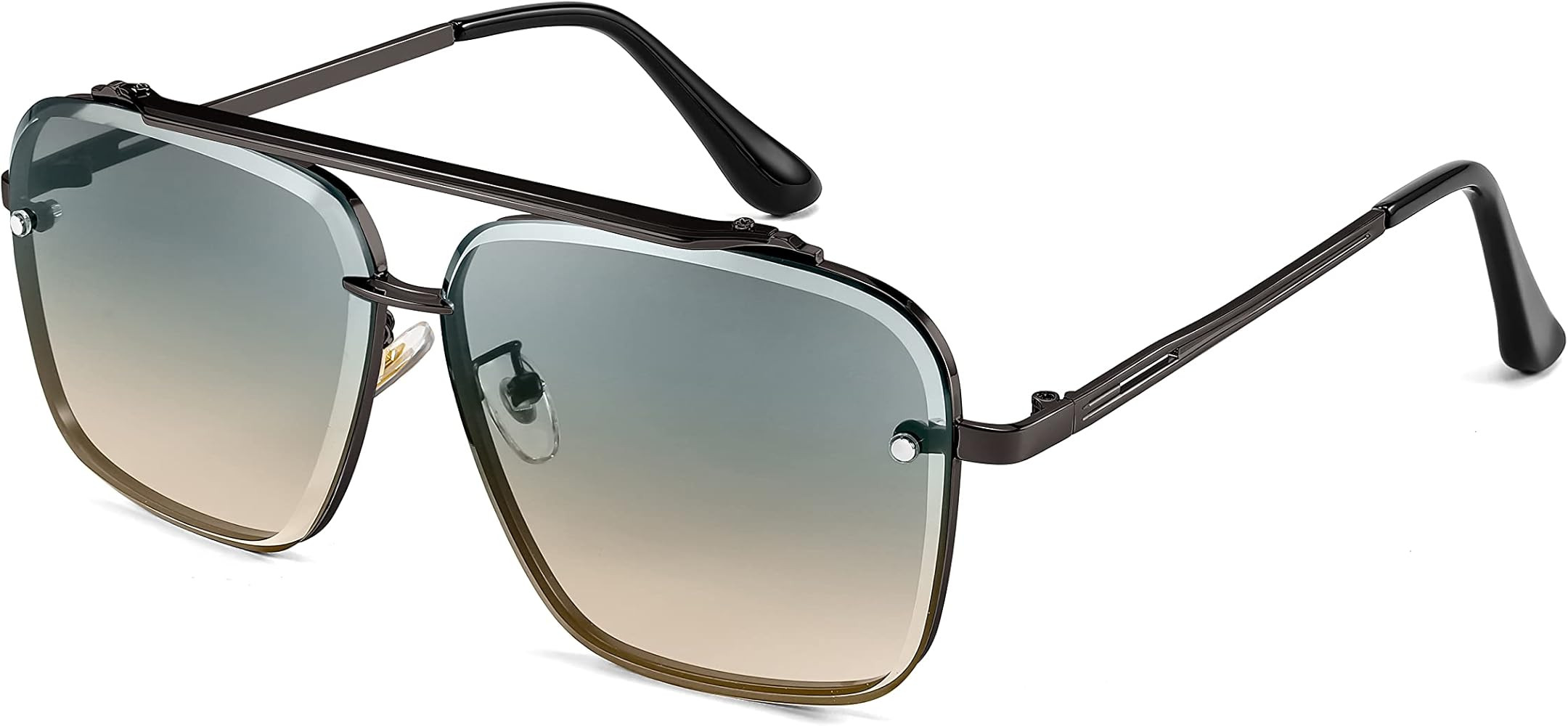 FEISEDY Sunglasses, Fashion Square Pilot Sunglasses, Vintage Metal Gradient Glasses for Men and W... | Amazon (US)