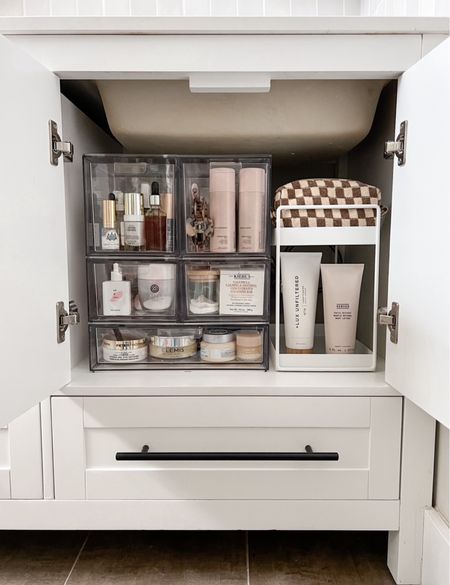 Under the bathroom sink organization! These acrylic drawers changed my life! They are stackable so you can mix and match and customize them to your liking / cabinet size! Bathroom organization, bathroom decor, skincare organization 

#LTKunder50 #LTKFind #LTKhome