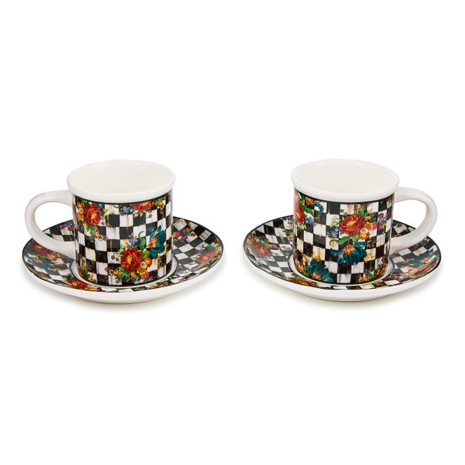 Courtly Flower Market Espresso Cup & Saucer, Set of 2 | MacKenzie-Childs