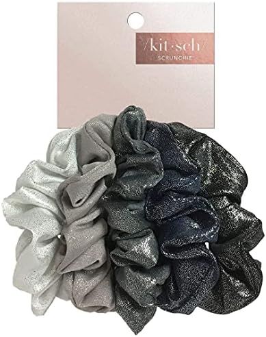 Kitsch Metallic Scrunchies for Hair, Hair Scrunchies for Women and Girls, Set of Fashion Scrunchies, | Amazon (US)