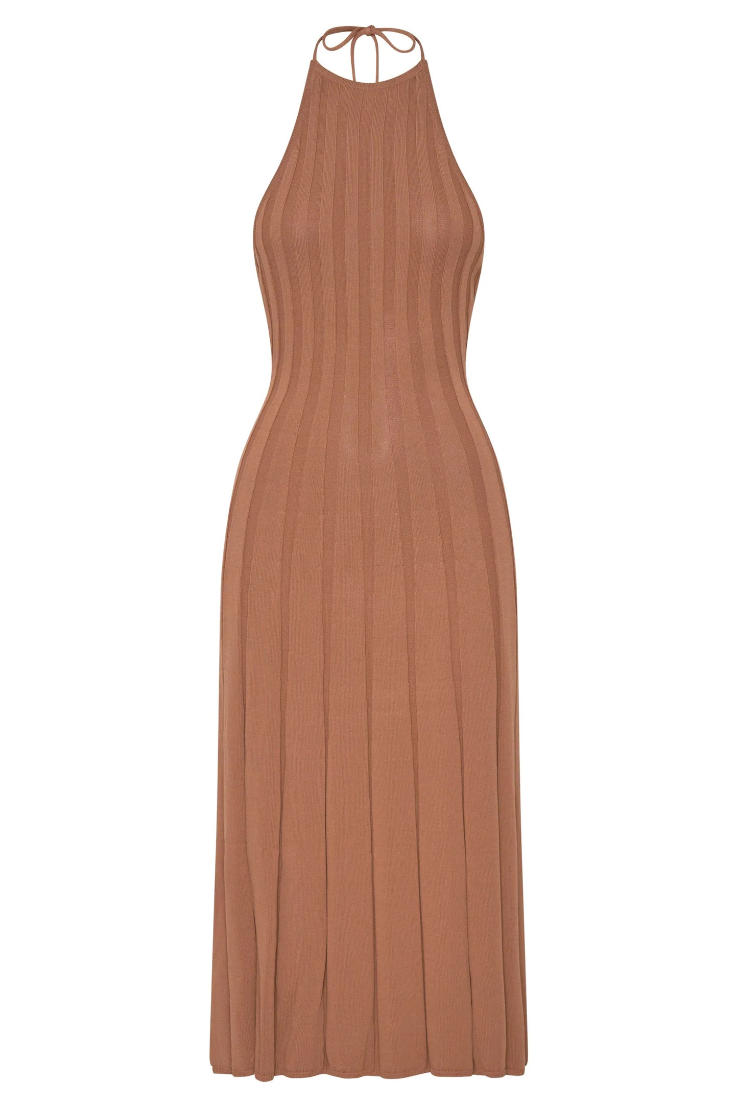 Adrienne Halter Neck Midi Dress - Tan | MESHKI US