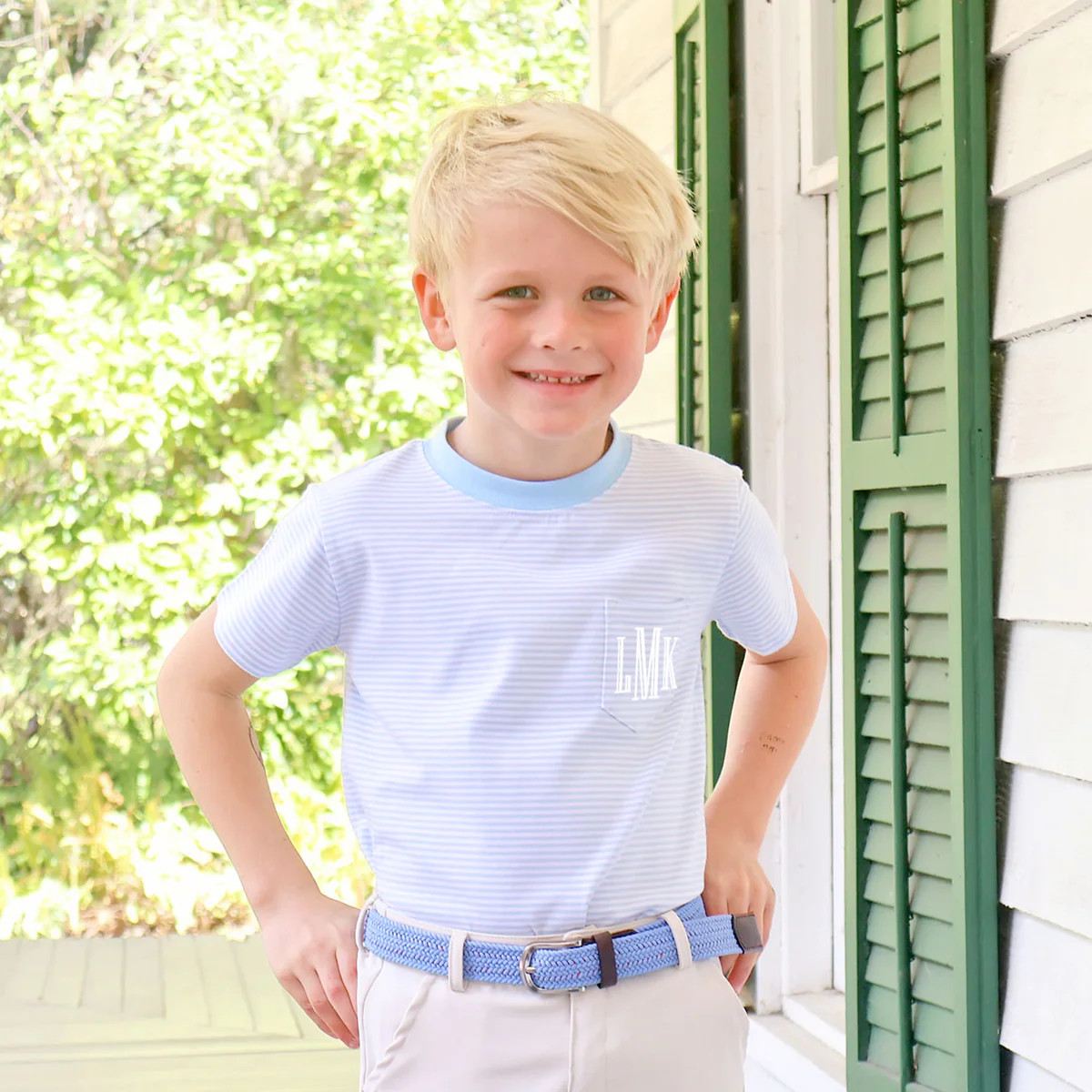 Light Blue Thin Stripe Short Sleeve Pocket Shirt | Classic Whimsy