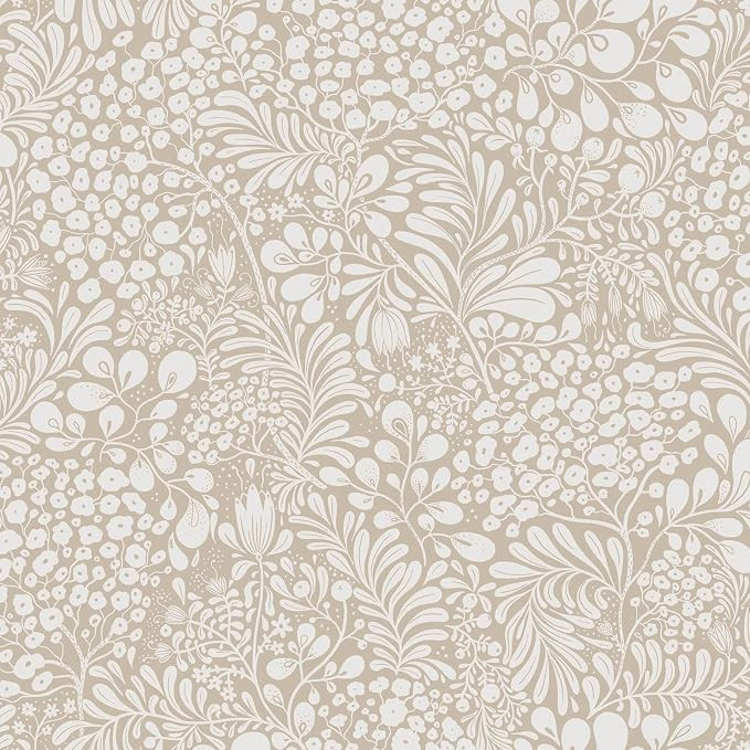 Peel and Stick Wallpaper Boho Beige Contact Paper Floral Wall Paper Removable Self Adhesive Wallp... | Amazon (US)