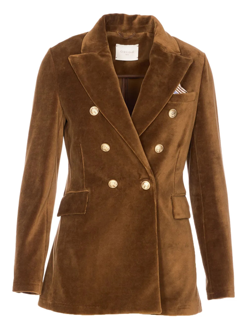 Circolo 1901 Velvet double-breasted Blazer | Brown | FARFETCH | Farfetch Global