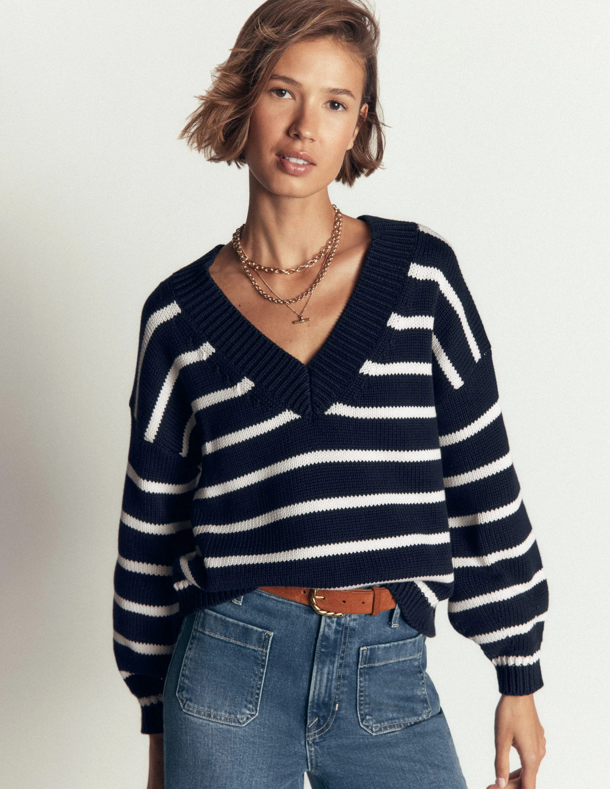 Lucy Cotton V-neck Sweater-Highland Green | Boden (US)