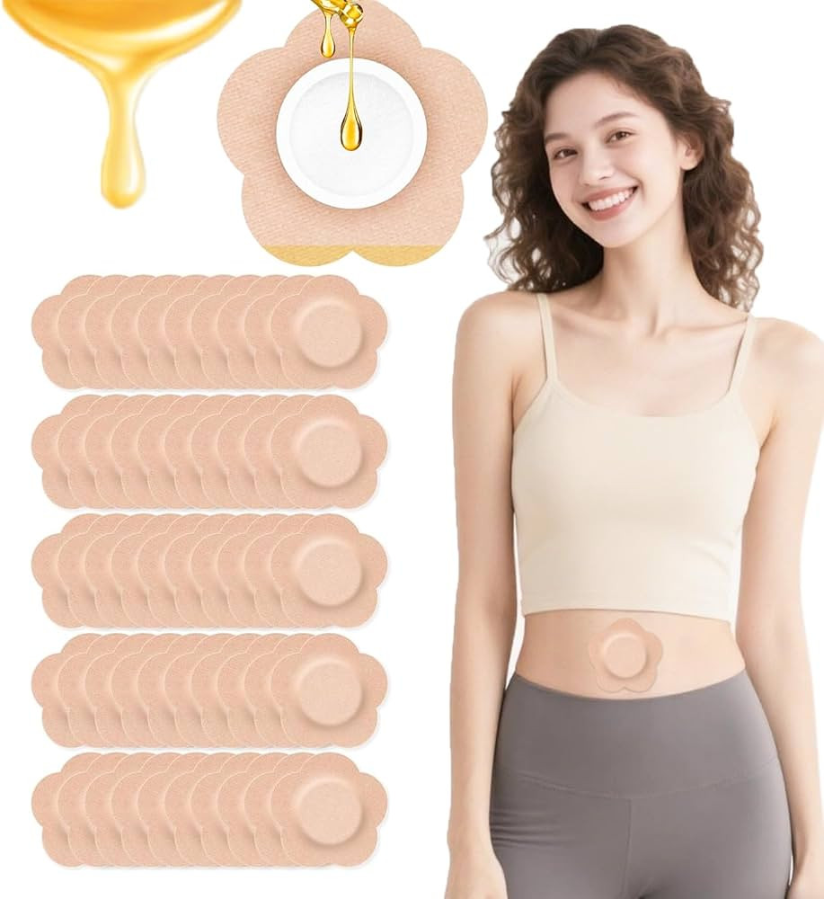 50PCS Castor Oil Patches, Organic Castor Oil Pack Wrap, Beige Disposable Self-Adhesive Pads for B... | Amazon (US)