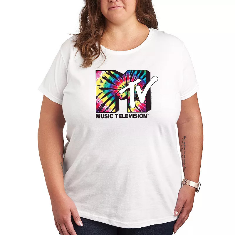 Plus Size MTV Tie Dye Logo Tee, Women's, Size: 4XL, White | Kohl's