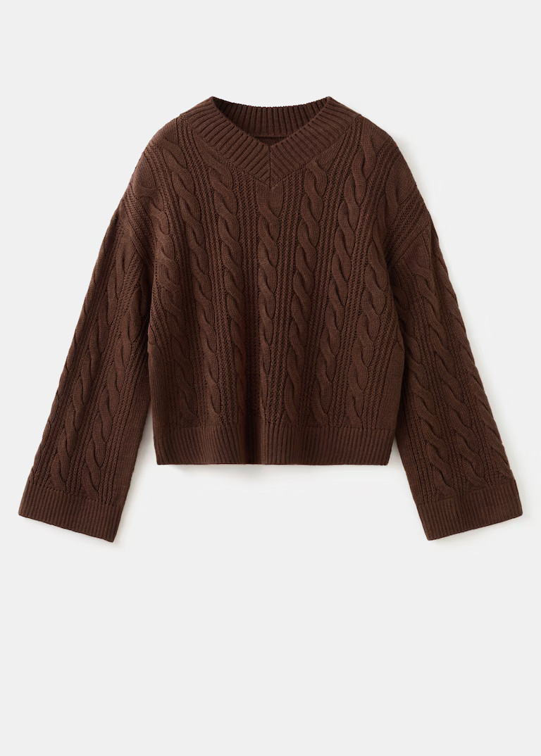 V-neck braided sweater | Mango (US/MX/AU)