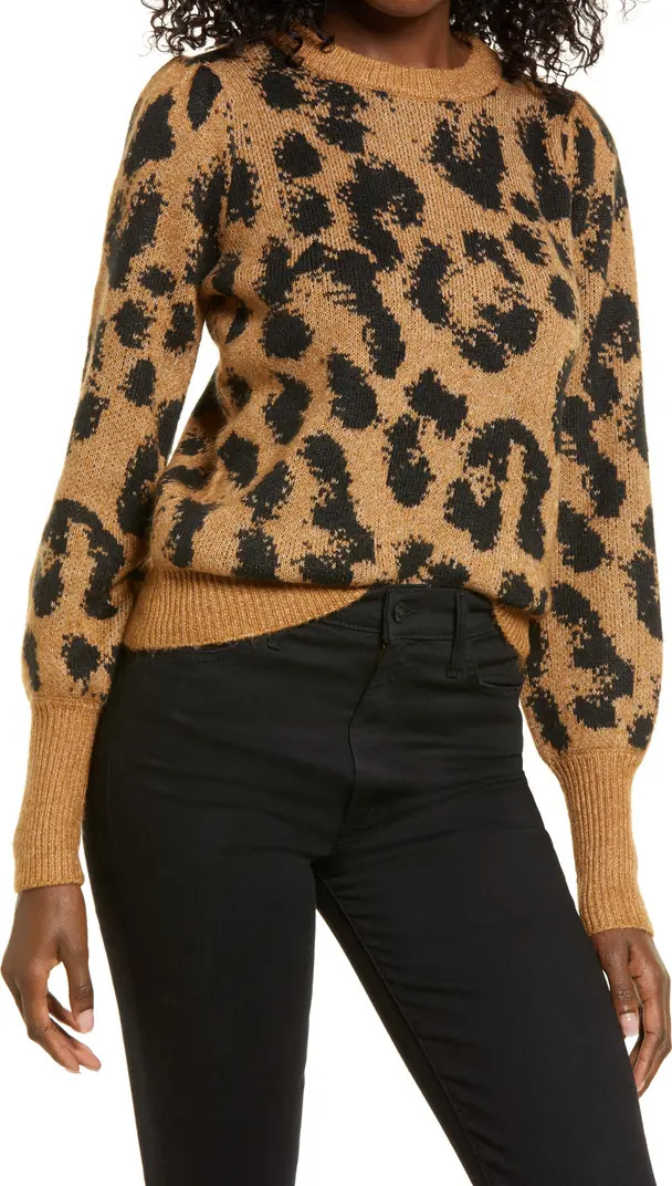 VERO MODA Tari Leopard Spot Jacquard Sweater | Nordstrom | Nordstrom