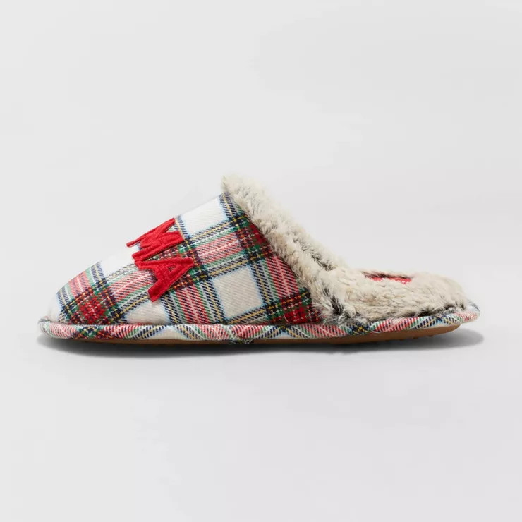 Women's Mama Elf Plaid Slide Slippers - Wondershop™ | Target