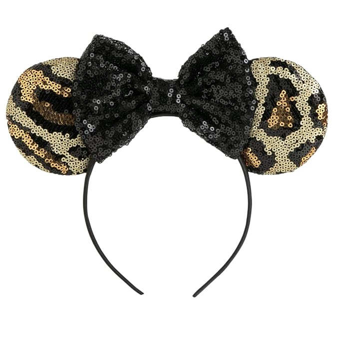 CHuangQi Mouse Ears Headband with Shiny Bow, Double-sided Sequins Glitter Hair Band, for Birthday... | Amazon (US)
