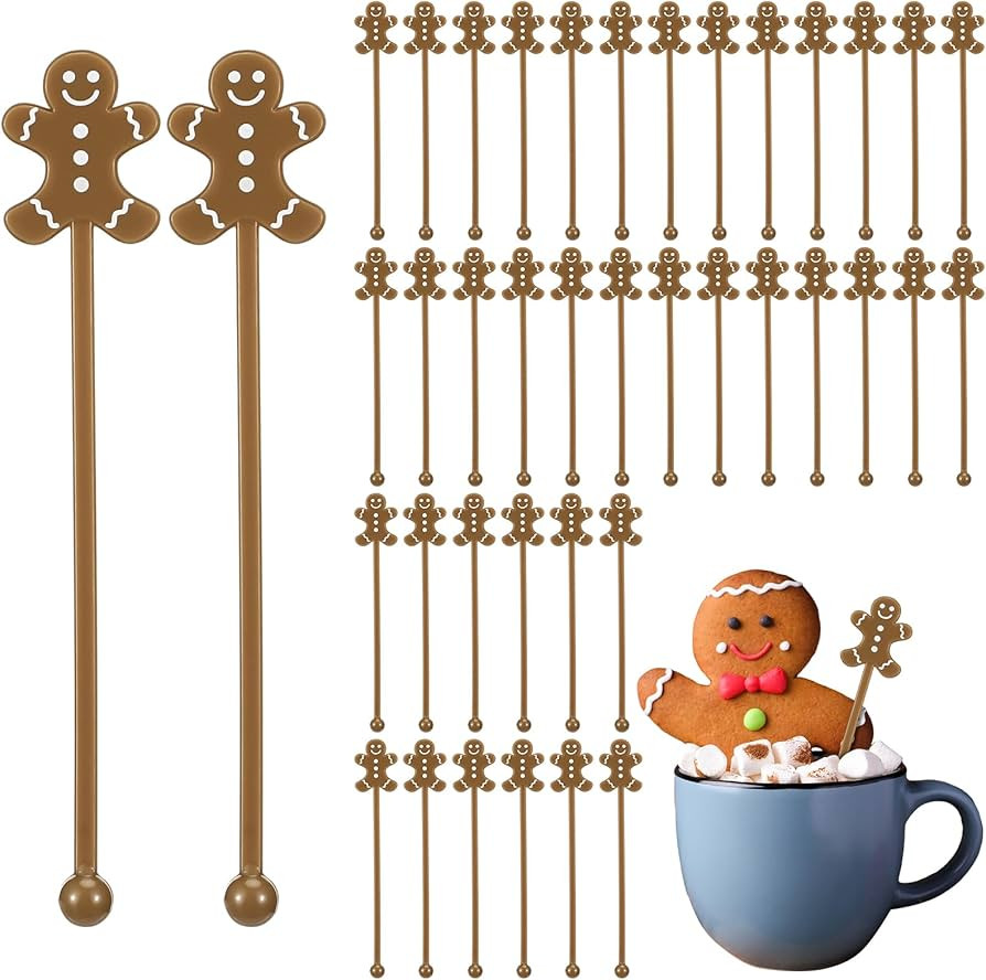 30 Pcs Christmas Drink Stirrers Xmas Stir Sticks Holiday Coffee Stirrers Plastic Swizzle Sticks H... | Amazon (US)