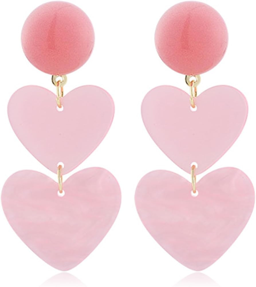 Earrings for Women Red Heart Earrings Valentines Day Gifts for Her Rhinestone Earrings Double Hea... | Amazon (CA)