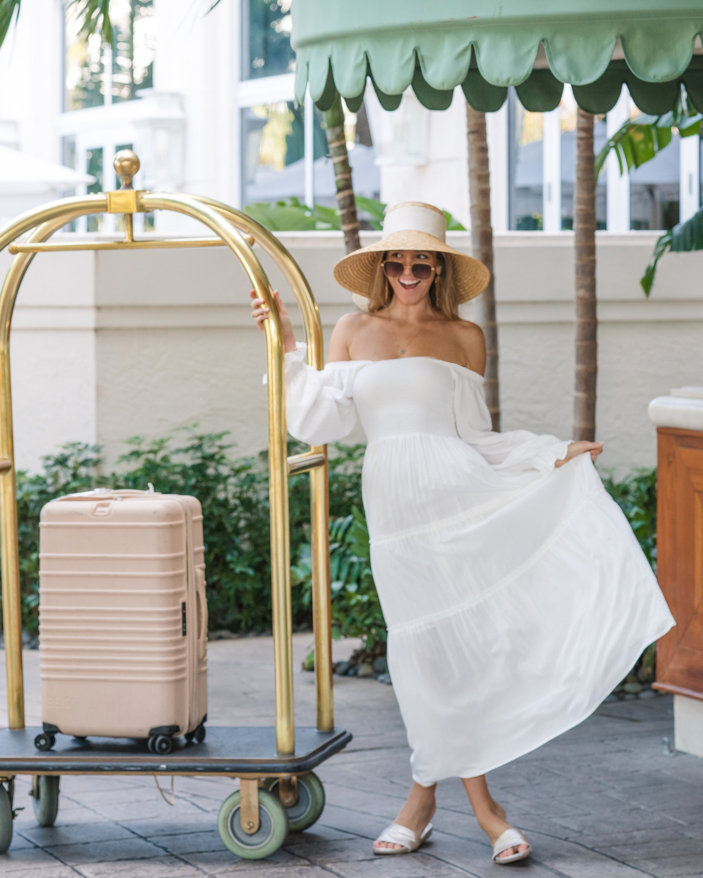 The Jetset - White Bamboo Smocked Maxi Dress | Kenny Flowers