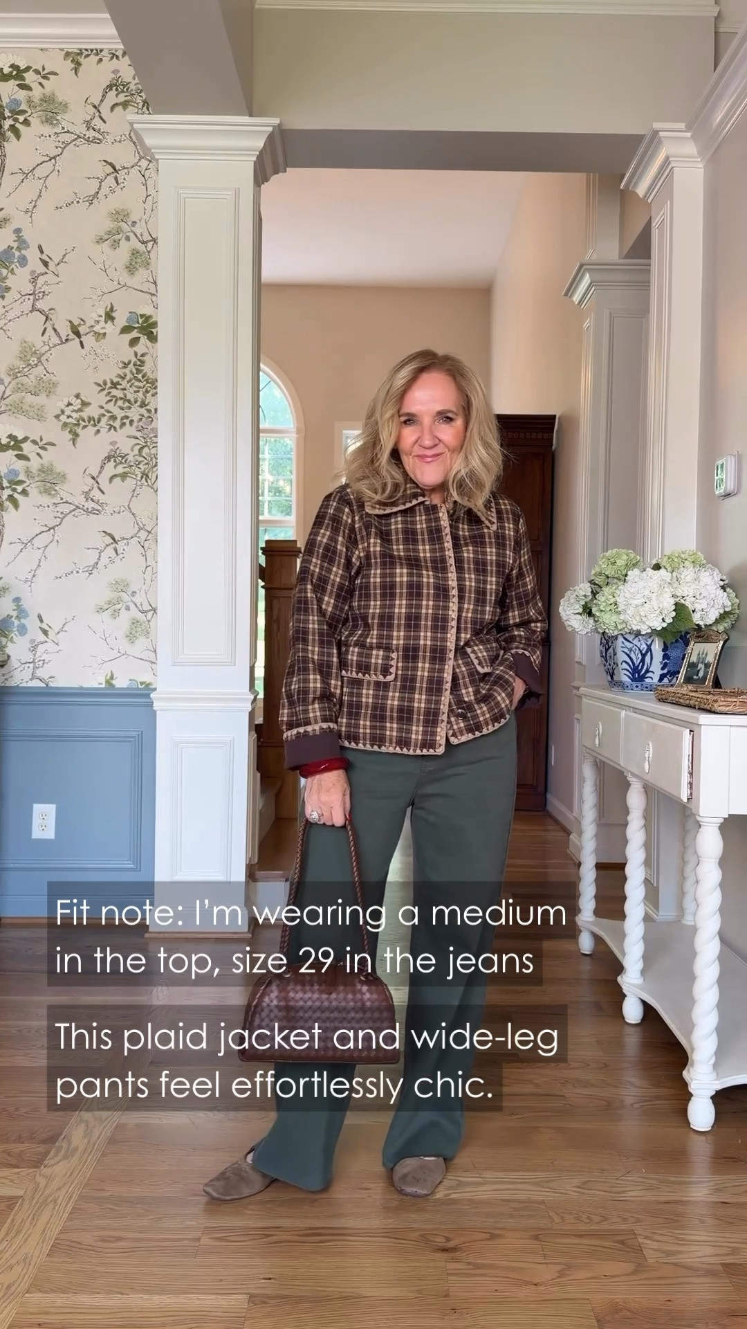 I’m really liking the mix of this plaid jacket with the deep green pants. I’m wearing a medium in the top and a size 29 in the jeans, and the little burgundy cuff peeking out is such a fun detail.

#LTKootd #LTKgrwm #LTKdayinmylife