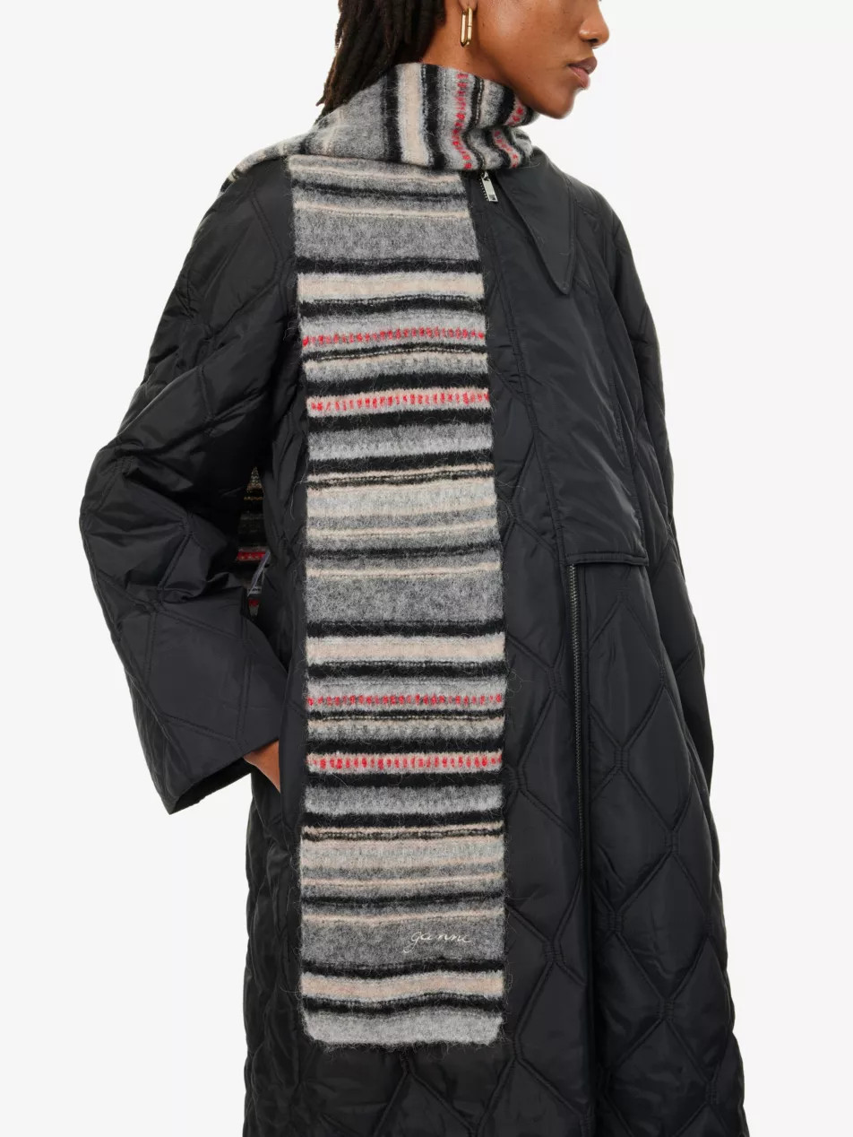 Striped logo-embroidery knitted scarf | Selfridges
