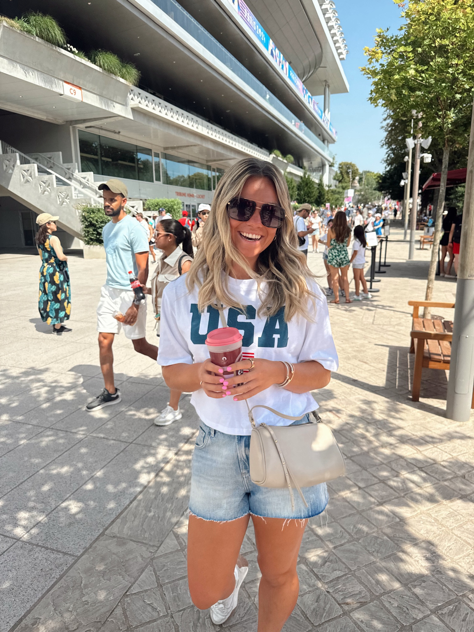 Olympics outfit!! USA shirt!! Super comfortable sneakers for walking in Europe!! 

#LTKStyleTip #LTKTravel #LTKActive