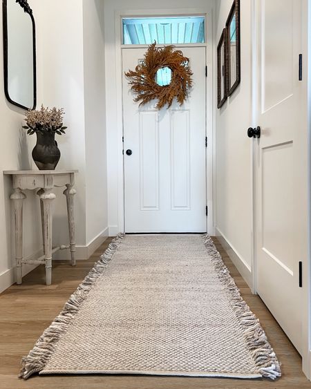 This runner rug is thick with beautiful texture and fringe. Perfect for fall. 

Fall foyer, fall entryway, home decor, fall decor  

#LTKhome #LTKSeasonal #LTKFind