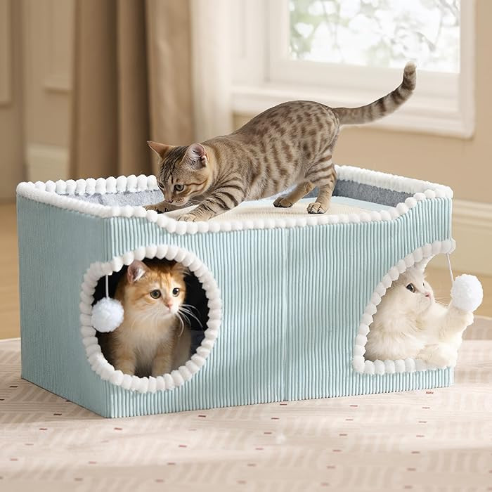 Bedsure Large Cat Beds for Indoor Cats - Extra Wide Cat House with Scratch Removable Top Sisal Pa... | Amazon (US)
