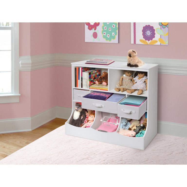 Badger Basket Combo Bin Wooden Toy Storage Organizer with Three Baskets 8.6 cu ft Capacity - Whit... | Walmart (US)