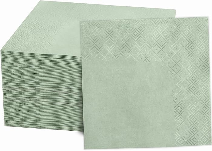 FLOWERCAT 100-Count 2-Ply Sage Green Napkins Cocktail Napkins - Green Beverage Napkins Disposable... | Amazon (US)