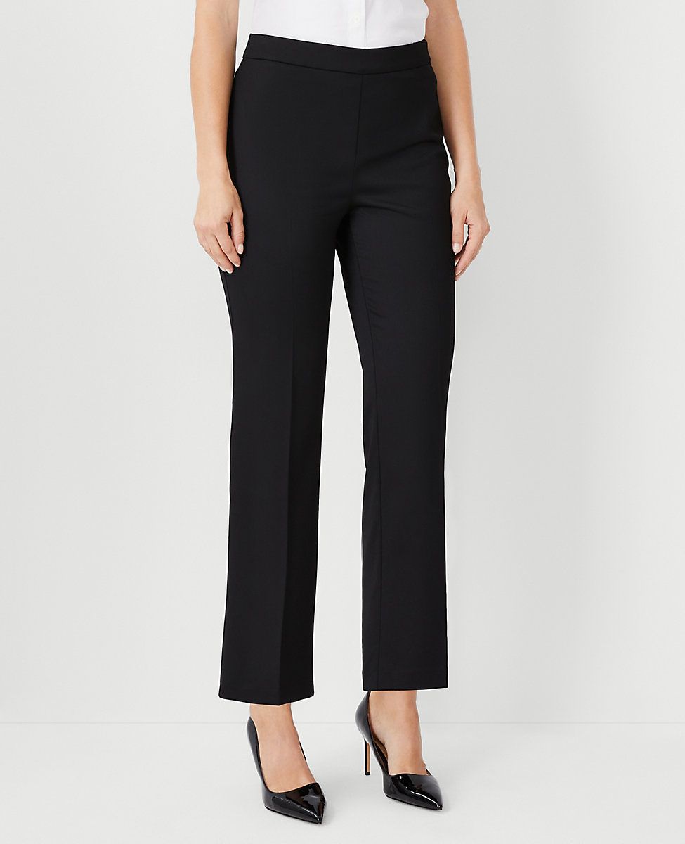 The High Rise Side Zip Flare Ankle Pant in Sateen | Ann Taylor (US)