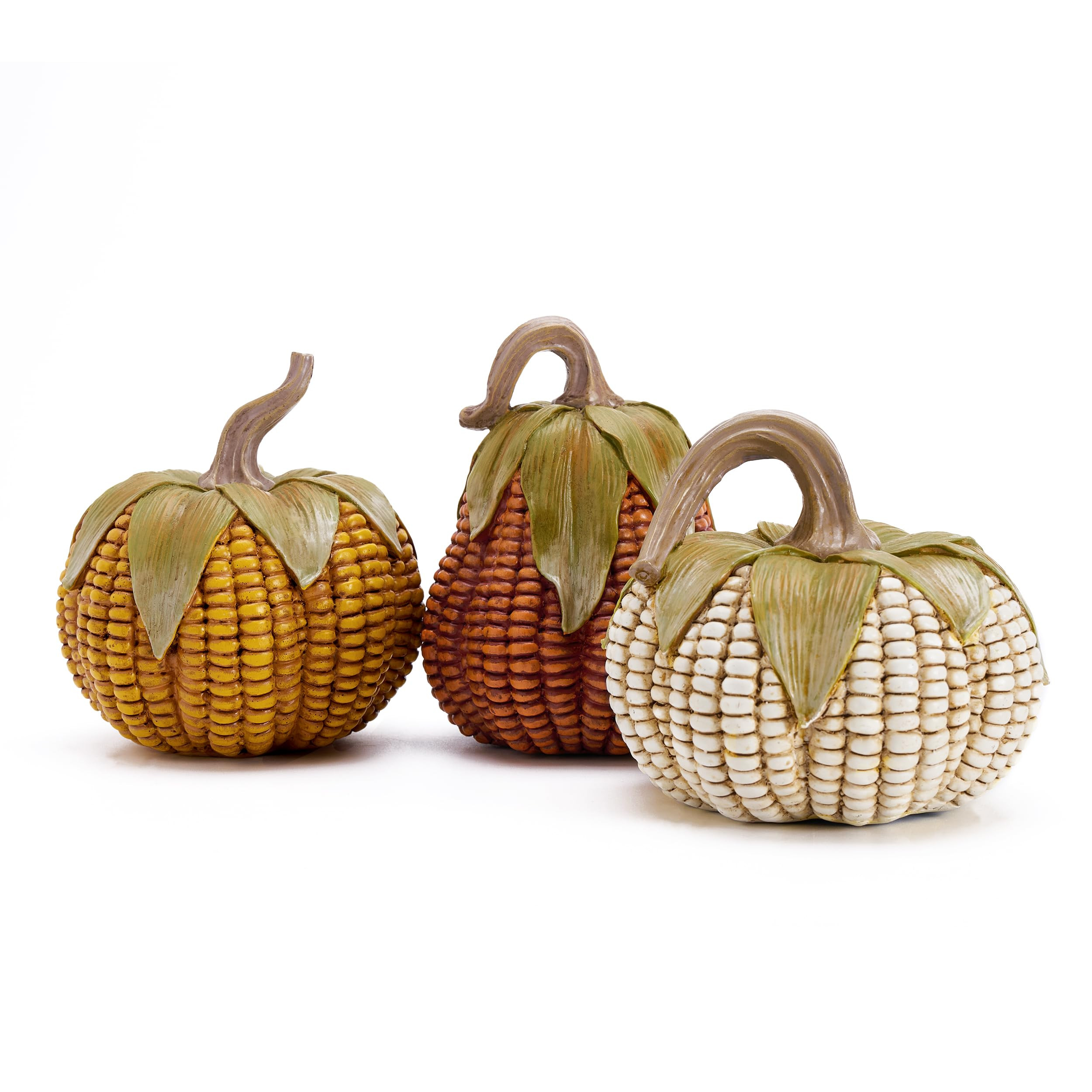 Valery Madelyn Fall Decorations for Home, Fall Pumpkin Decor, Set of 3 Resin Artificial Corn Deco... | Amazon (US)