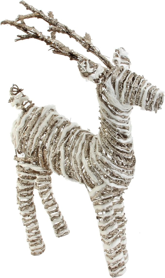 Stunning Rattan & Cotton Tall Glittery Sparkly Reindeer Decoration Ornament Christmas | Amazon (US)