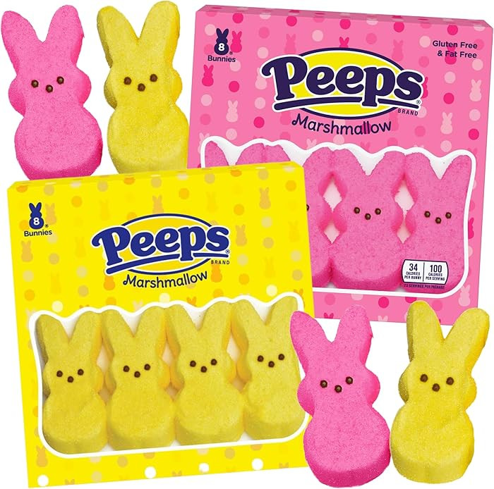 Marshmallow Peeps Pink and Yellow Easter Bunnies 8 ct (Pack of 2) | Amazon (US)