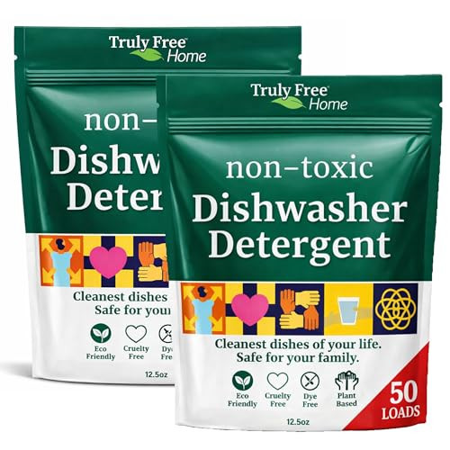 Truly Free Dishwasher Detergent Powder | Natural Dish Detergent, Dishwasher Soap | Plastic Free, Plant-Based, Clean, Heavy Duty Hard Water Stain & Grease Remover | Fragrance Free | 12.5 oz (Pack of 2) | Amazon (US)
