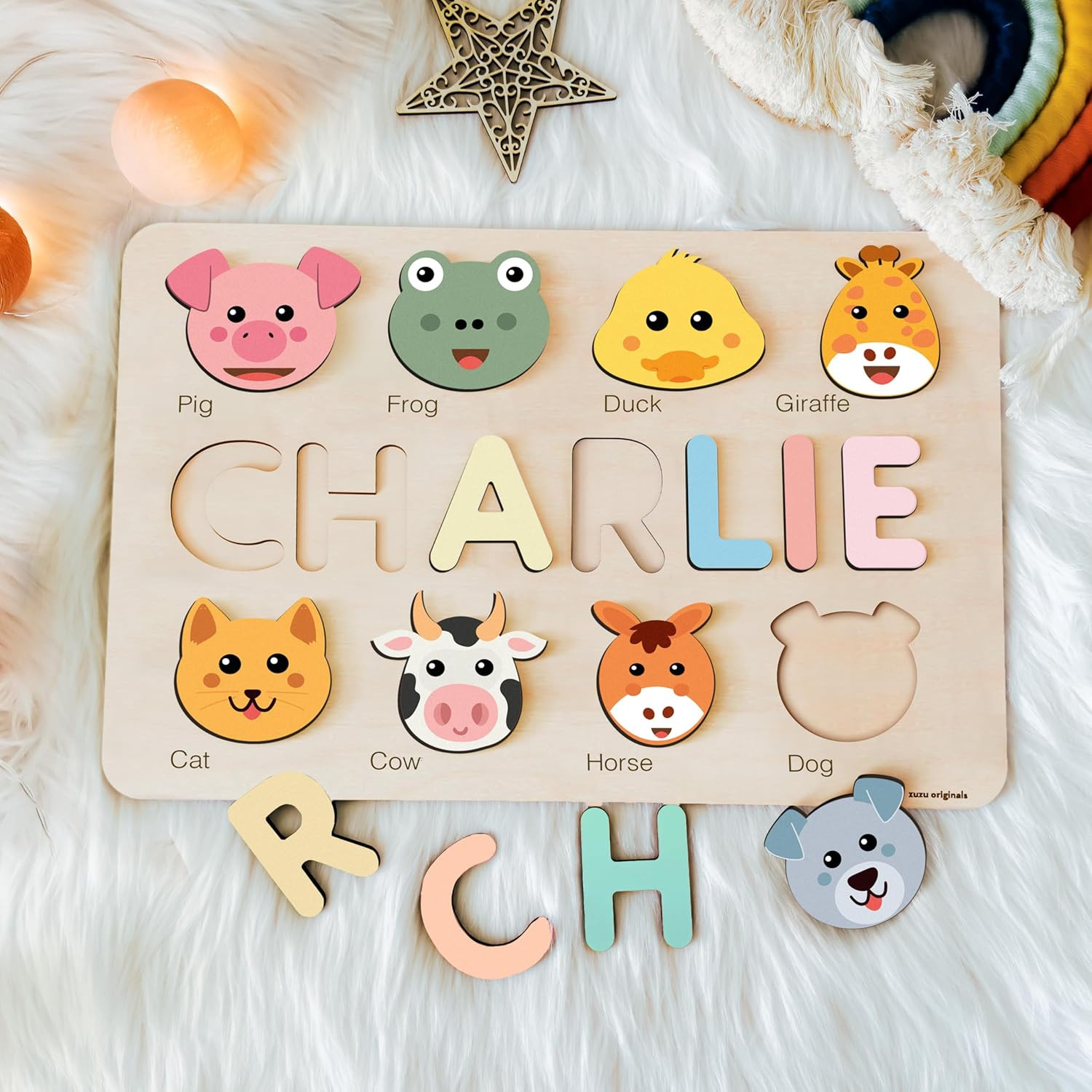 Personalize Name Puzzle for Toddler with Animal, Baby Gift for Girl and Boy 0 1 2 3 Year Old, Per... | Amazon (US)