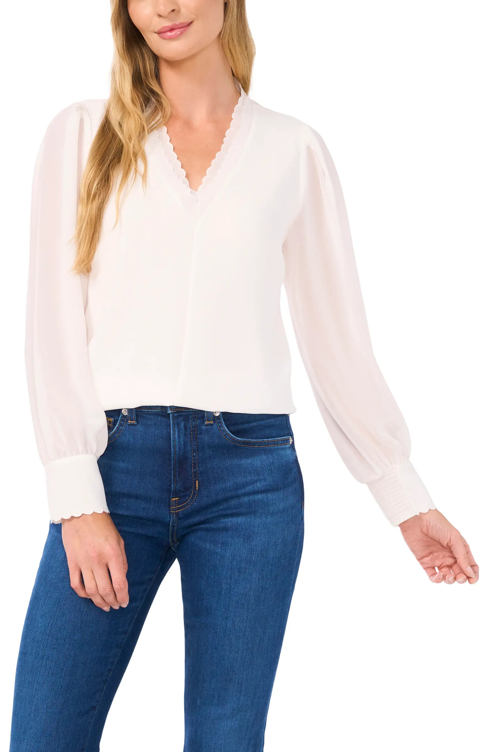 Scallop Detail Georgette Top | Nordstrom