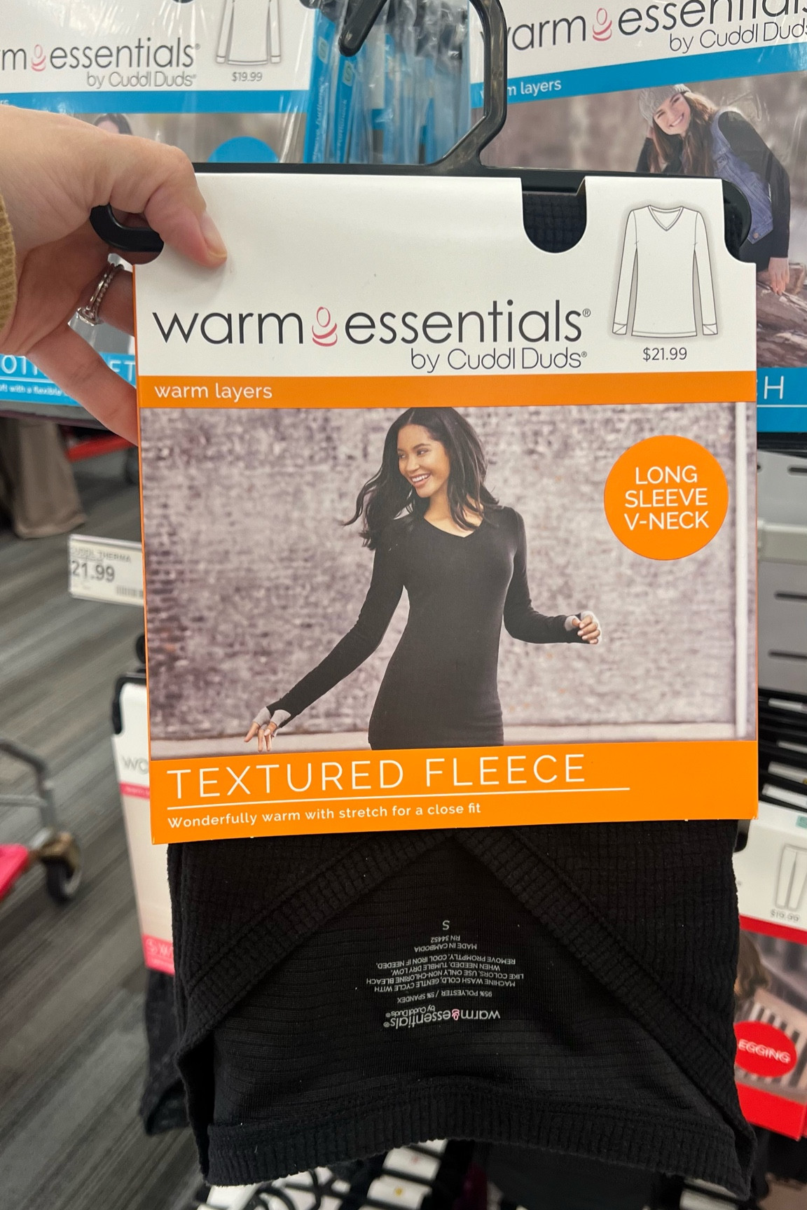 Warm Essentials by Cuddl Duds Women's Textured Fleece Thermal V-Neck Top - Black

#LTKMidsize #LTKSeasonal #LTKStyleTip